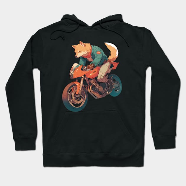 Cool dog riding motorbike Hoodie by AestheticsArt81